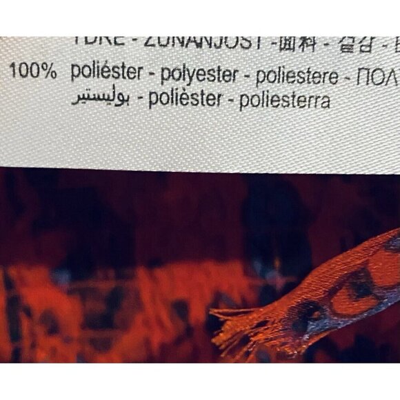 Zara Top Womens Large Red Floral Cropped Fringe Silky Romantic Fairy Boho Sheer - Picture 6 of 7